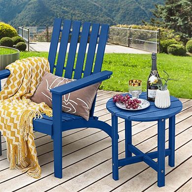 Navy 18 Inch Round Weather-Resistant Adirondack Patio Side Table