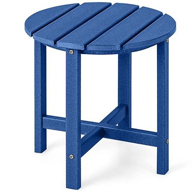 Navy 18 Inch Round Weather-Resistant Adirondack Patio Side Table