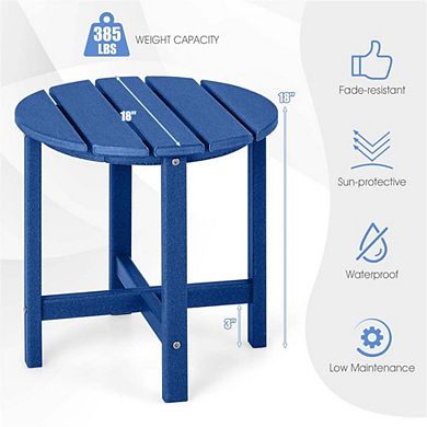 Navy 18 Inch Round Weather-Resistant Adirondack Patio Side Table