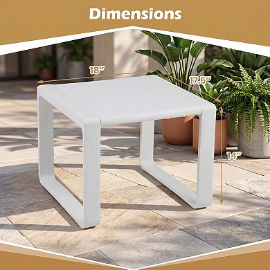 Set of 2 White Weather Resistant Adirondack Outdoor Patio Side Tables