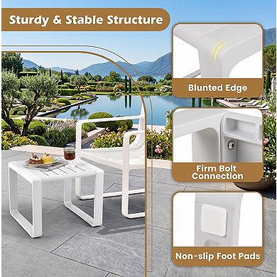 Set of 2 White Weather Resistant Adirondack Outdoor Patio Side Tables
