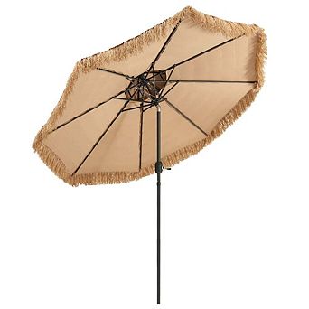 9ft 8-Rib Thatched Tiki Patio Umbrella For Outdoor Patio Yard & Backyard