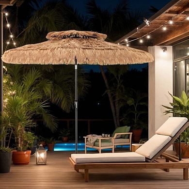 9ft 8-Rib Thatched Tiki Patio Umbrella For Outdoor Patio Yard & Backyard