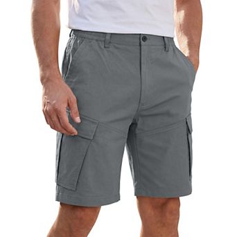 Men's Casual Elastic Waist Multi Pockets Hiking Fishing Cargo Shorts