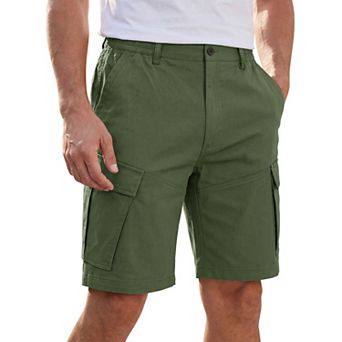 Men's Casual Elastic Waist Multi Pockets Hiking Fishing Cargo Shorts