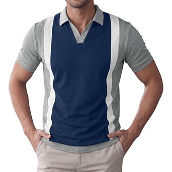 Men's Contrast Polo Shirt Short Sleeve Casual Business Golf Shirts