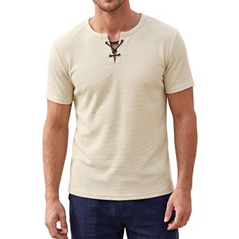 Men's Waffle T-Shirt Short Sleeve Casual Lightweight Summer Tee Shirts