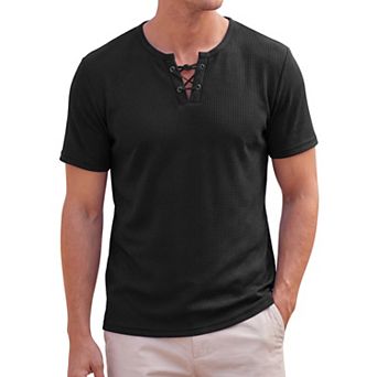 Men's Waffle T-Shirt Short Sleeve Casual Lightweight Summer Tee Shirts