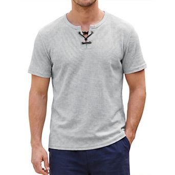 Men's Waffle T-Shirt Short Sleeve Casual Lightweight Summer Tee Shirts