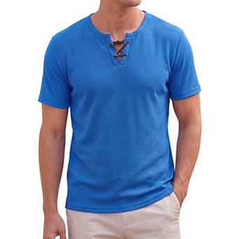Men's Waffle T-Shirt Short Sleeve Casual Lightweight Summer Tee Shirts