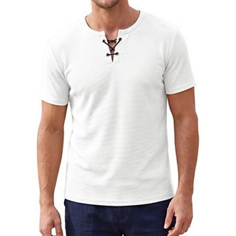 Men's Waffle T-Shirt Short Sleeve Casual Lightweight Summer Tee Shirts