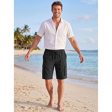 Men's Casual Lightweight Drawstring Elastic Waist Multi Pockets Cargo Shorts