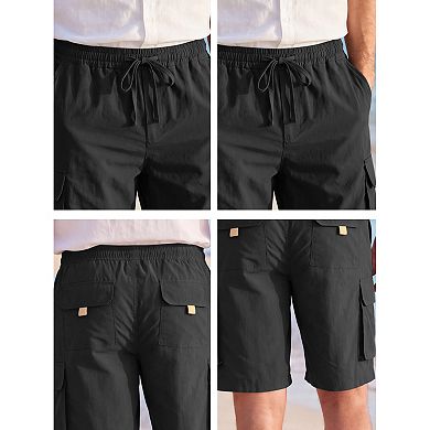 Men's Casual Lightweight Drawstring Elastic Waist Multi Pockets Cargo Shorts