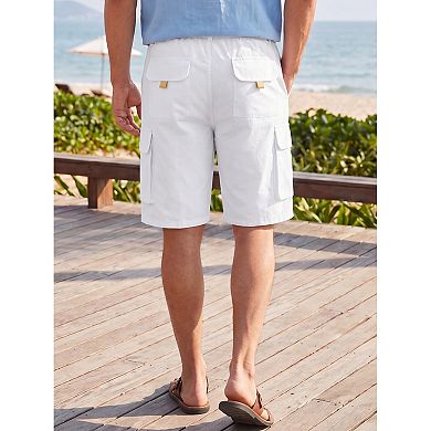 Men's Casual Lightweight Drawstring Elastic Waist Multi Pockets Cargo Shorts
