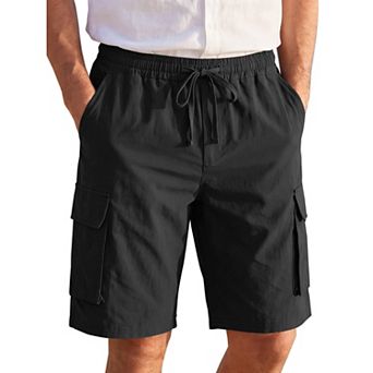 Men's Casual Lightweight Drawstring Elastic Waist Multi Pockets Cargo Shorts