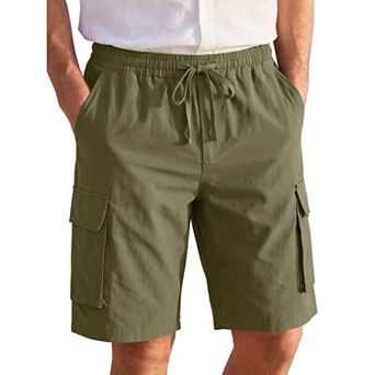 Men's Casual Lightweight Drawstring Elastic Waist Multi Pockets Cargo Shorts