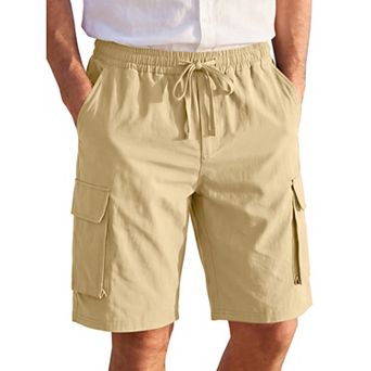 Men's Casual Lightweight Drawstring Elastic Waist Multi Pockets Cargo Shorts