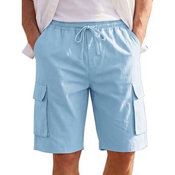 Men's Casual Lightweight Drawstring Elastic Waist Multi Pockets Cargo Shorts