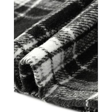 Women's Plus Size Plaid Shacket Collar Color Blocked Button Long Sleeve with Pocket Casual Jacket