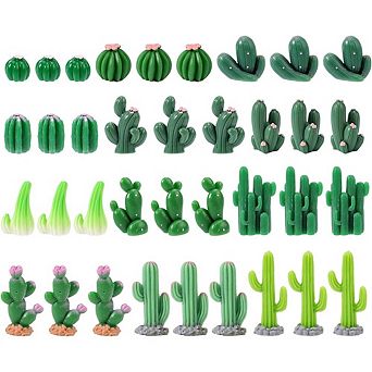 Mini Resin Cactus Figurines, Artificial Succulent Decor for Mini Garden & Bonsai