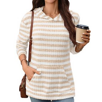 Womens Long Sleeve Shirts Kangaroo Pocket Fashion Hoodies Fall Pullover Tops