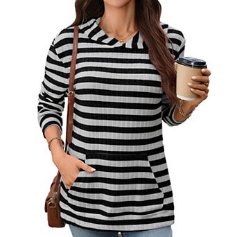 Womens Long Sleeve Shirts Kangaroo Pocket Fashion Hoodies Fall Pullover Tops