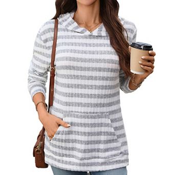 Womens Long Sleeve Shirts Kangaroo Pocket Fashion Hoodies Fall Pullover Tops
