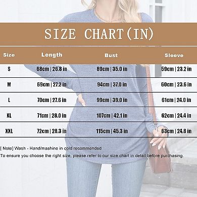 Women's Casual Long Sleeve Crewneck Shirts Loose Fit Solid Color Outfits Blouses