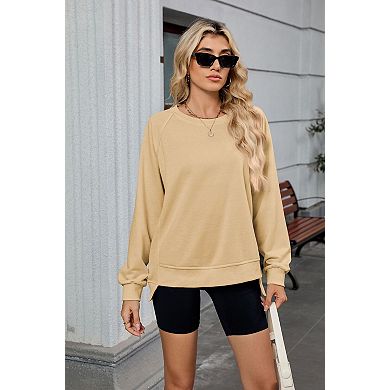 Women Crew Neck Casual Loose Fit Long Sleeve Tunic Pullover Tops