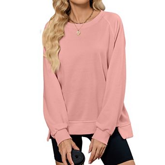 Women Crew Neck Casual Loose Fit Long Sleeve Tunic Pullover Tops
