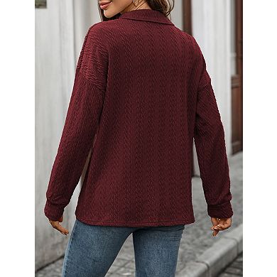 Womens Long Sleeve Henley Casual Ribbed Tunic Tops Lightweight Fall Shirts