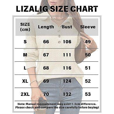 Womens Long Sleeve Henley Casual Ribbed Tunic Tops Lightweight Fall Shirts