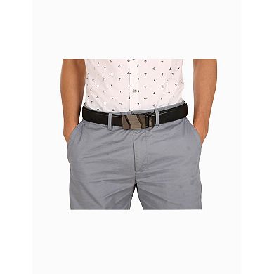 Men Sliding Buckle Holeless Adjustable PU Ratchet Belt
