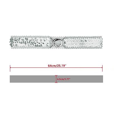Womens Skinny Elastic Waist Belts Sequins Decor Stretchy Belts for Dresses 2PCS