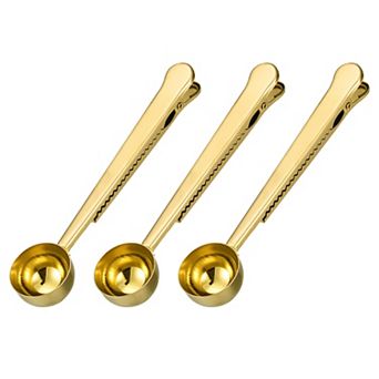 3 pc Stainless Steel 2 in 1 Coffee Measuring Scoop with Clip for Coffee, Sugar & Tea