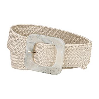 Women's Stretchy Wide Waist Belts Braided Belts for Dress Square Buckle Adjustable