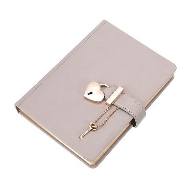 Diary with Lock and Key, Cute Leather Journal Notebook, 144 Pages with Heart Lock