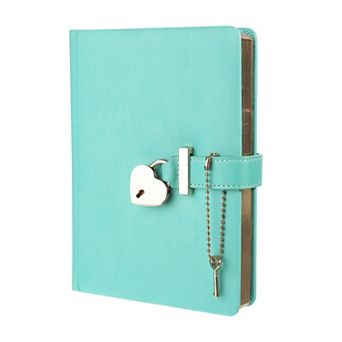 Diary with Lock and Key, Cute Leather Journal Notebook, 144 Pages with Heart Lock