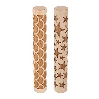 2 pc Wood Texture Rollers, Rolling Pins for Clay Baking Dough Playdough DIY