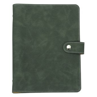PU Leather 6-Ring Loose Leaf Binder Cover, Refillable Notebook Protector for Meeting, Photocard