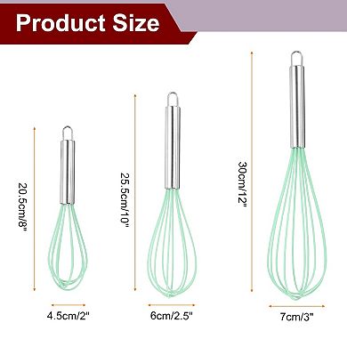3Pcs Silicone Wire Whisk Set, Multi-Use Beater for Whisking, Beating & Stirring