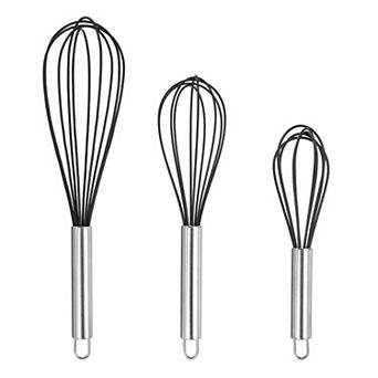 3 pc Silicone Wire Whisk Set, Multi-Use Beater for Whisking, Beating & Stirring