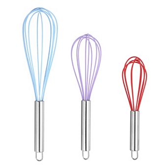 3 pc Silicone Wire Whisk Set, Multi-Use Beater for Whisking, Beating & Stirring