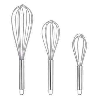 3 pc Silicone Wire Whisk Set, Multi-Use Beater for Whisking, Beating & Stirring