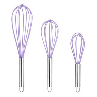 3 pc Silicone Wire Whisk Set, Multi-Use Beater for Whisking, Beating & Stirring