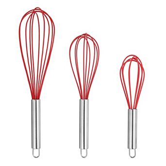 3 pc Silicone Wire Whisk Set, Multi-Use Beater for Whisking, Beating & Stirring