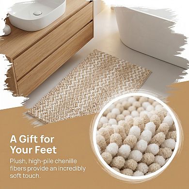 Bathroom Rugs Ultra Soft Absorbent Non Slip Machine Washable Chenille Bath Mat