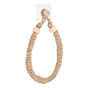 Wall Mounted Toilet Paper Holder with Towel Ring & Wooden Hook, Bathroom Wall Decor