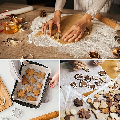 3Pcs Stainless Steel Cookie Cutter Set, Assorted Sizes Biscuit Mould for Pastry, Fondant & Cake