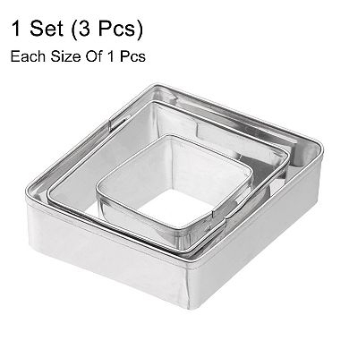 3Pcs Stainless Steel Cookie Cutter Set, Assorted Sizes Biscuit Mould for Pastry, Fondant & Cake